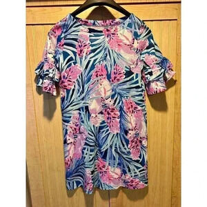 Lilly Pulitzer Dress Girls Sz XL 12-14 Mini Lula Mr Peacock Blue Tweethearts